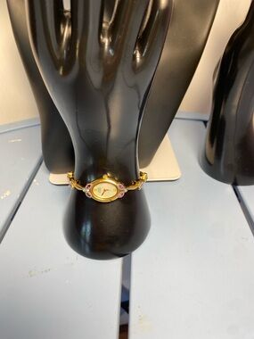 Anne Klein Women's Quartz Mop Watch Flower Design Gems Purple